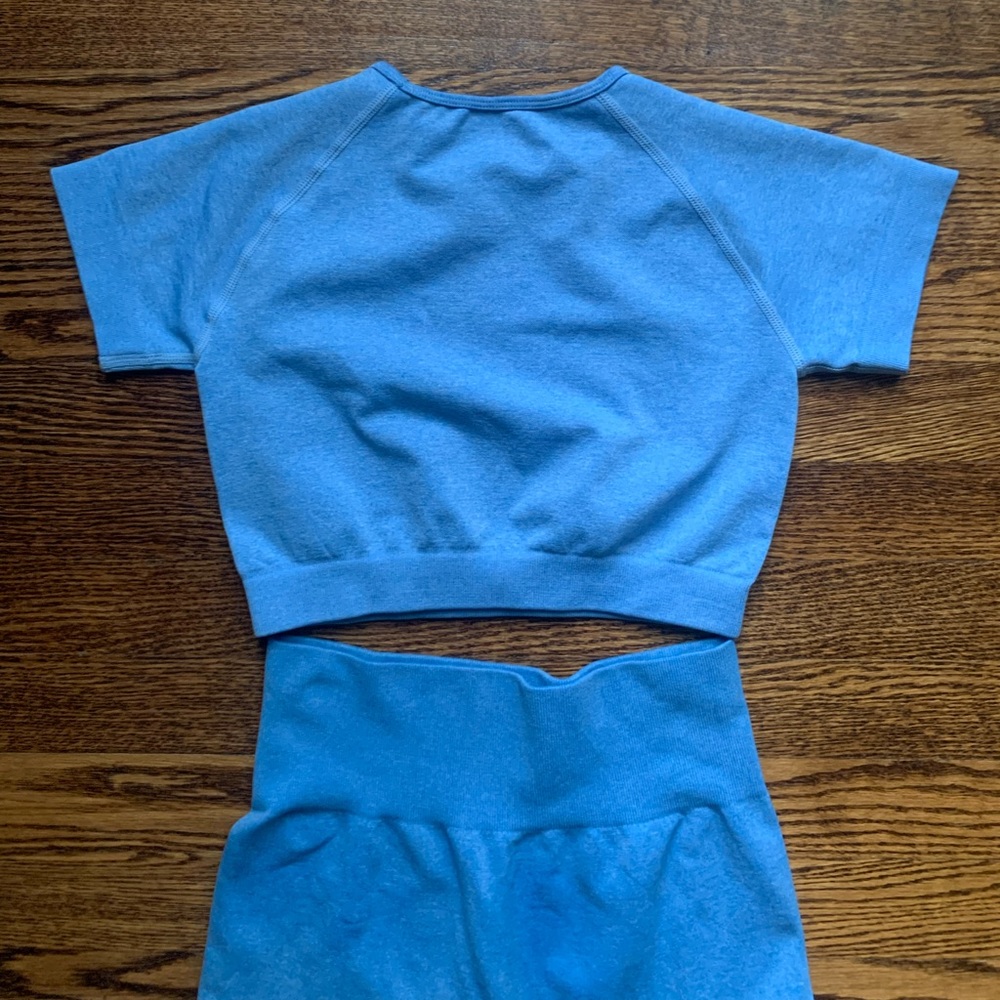Womens 2 Piece Workout Set Seamless Blue